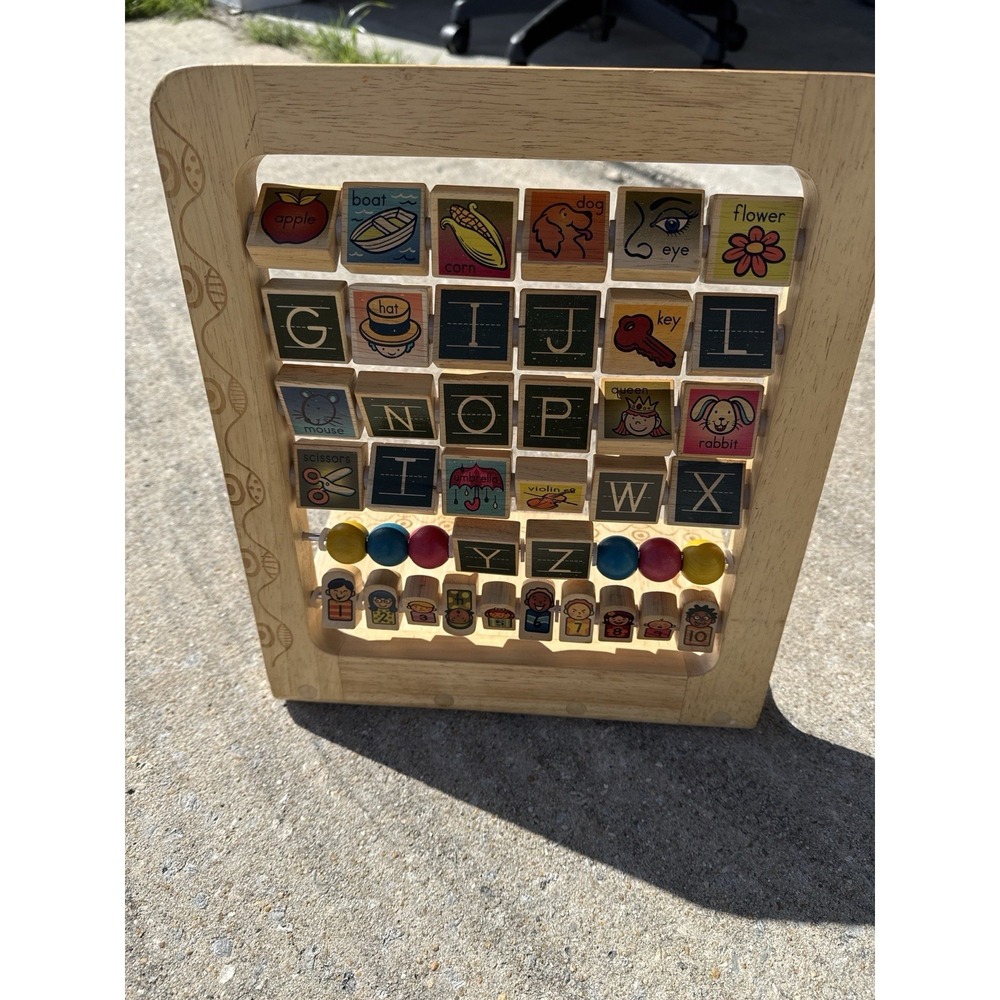 Wooden Alphabet Learning Board Activity Toy ABC Blocks Montessori